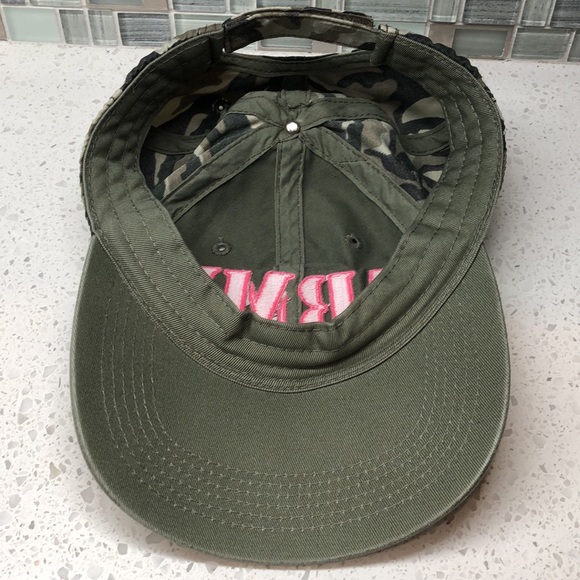 Army Camo Baseball Hat with Pink ARMY Stitching - Picture 5 of 5